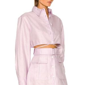 Lavender Cropped Button-Up Shirt